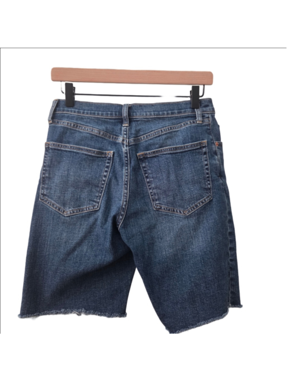Gap High Rise Bermuda Denim Shorts Frayed Hem Size 27 - Picture 2 of 6